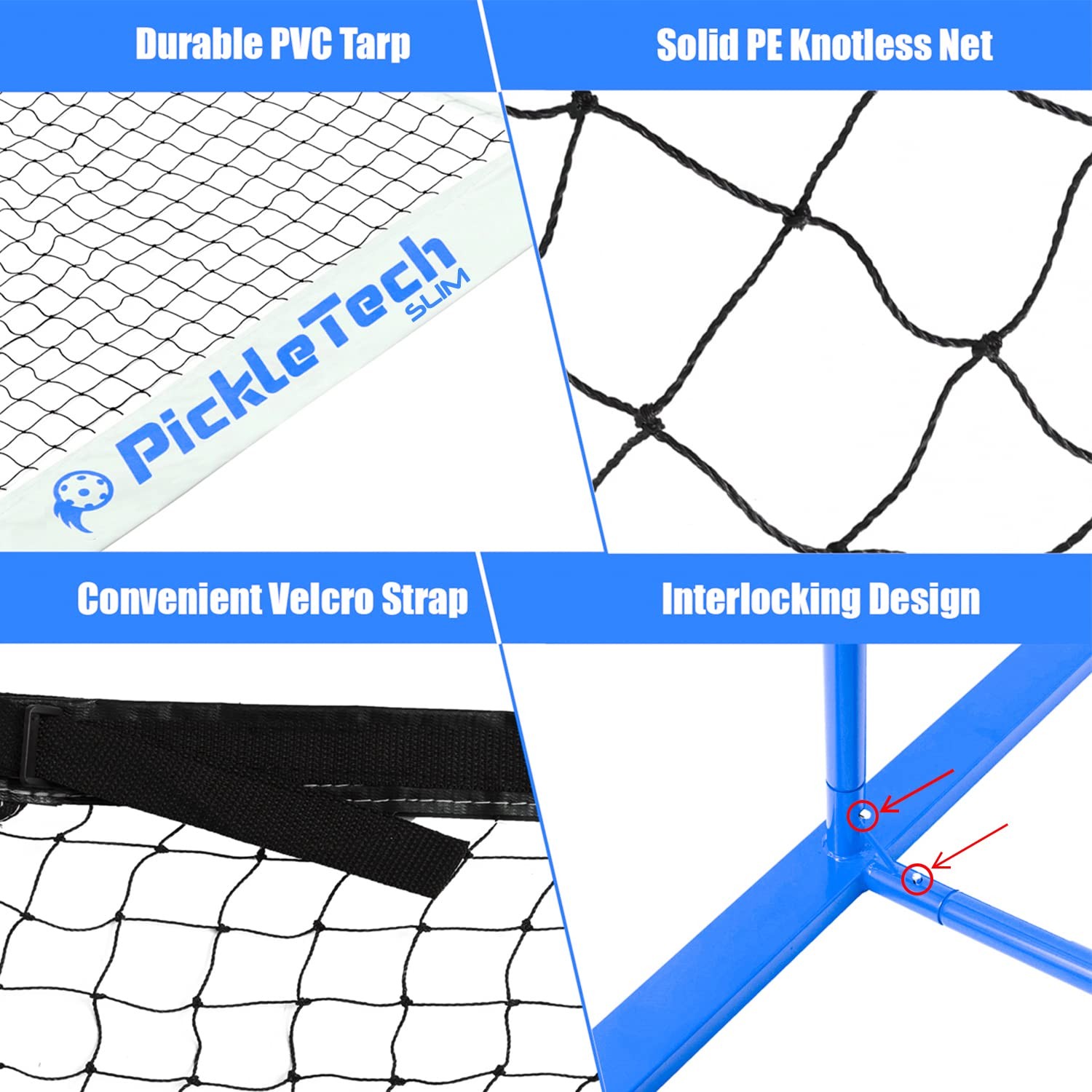 Pickletech 4.0 Slim Version Portable Pickleball Nets Outdoor Game 22 Ft