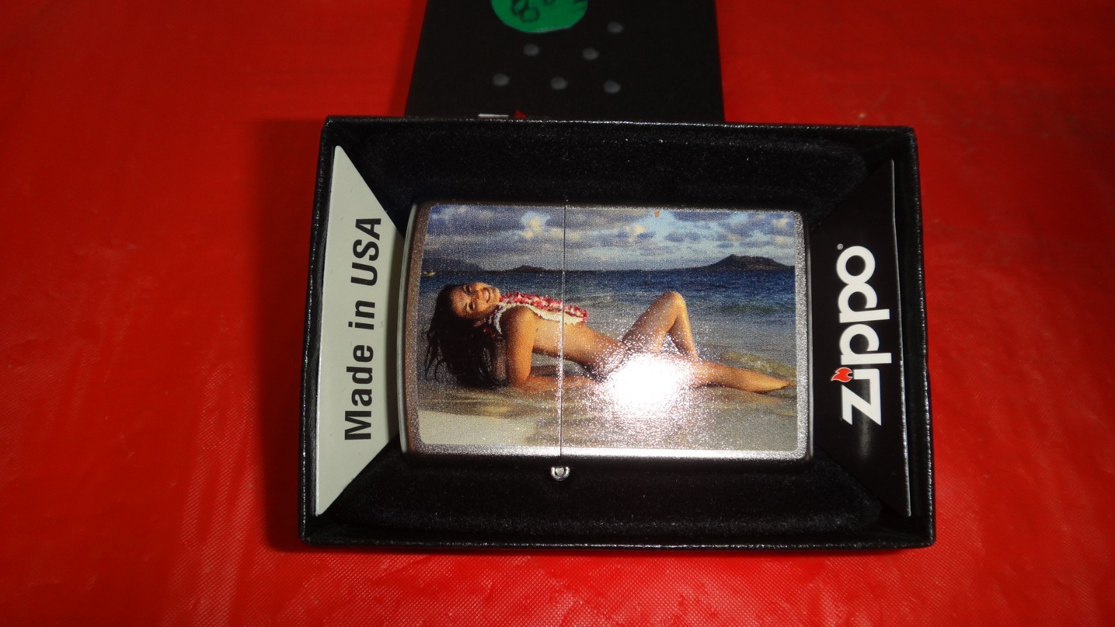 2014=205=Aloha Babe=ZIPPO Fuel Lighter Satin Chrome=NIB=USA=