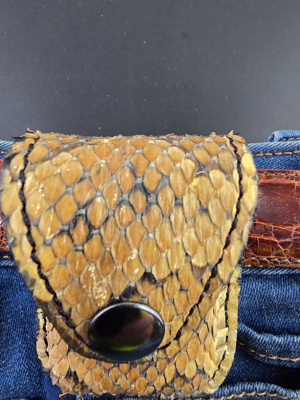 Real Cotton mouth snake skin ZIPPO lighter case Pouch holder natural color new