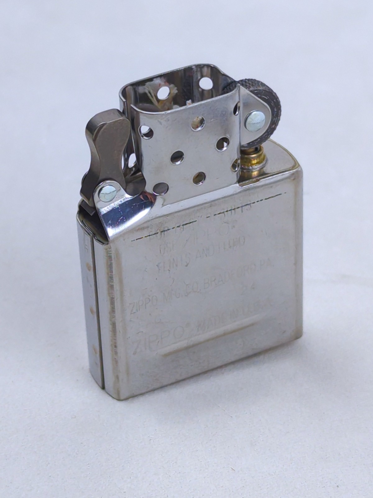 ZIPPO Lighter Insert, CHROME Plated REPLACEMENT (No Outer Case), Year 2024, NEW