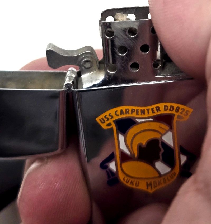 USS Carpenter DD-825 USN Navy Vintage 1958 High Polished Zippo Slim Lighter HTF