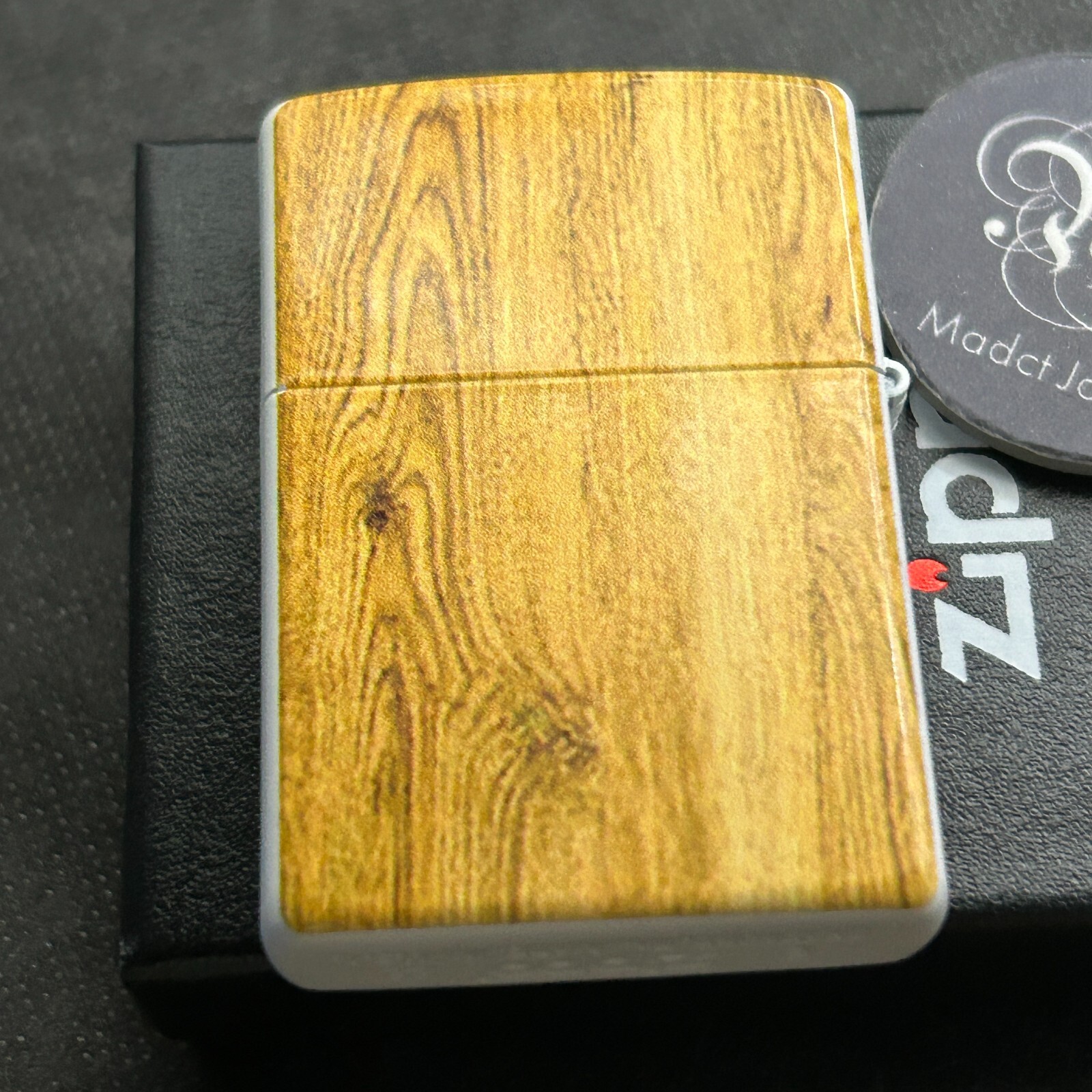 Zippo Oil Lighter Mahjong 5 Man White Red Wooden Regular Case Japan New