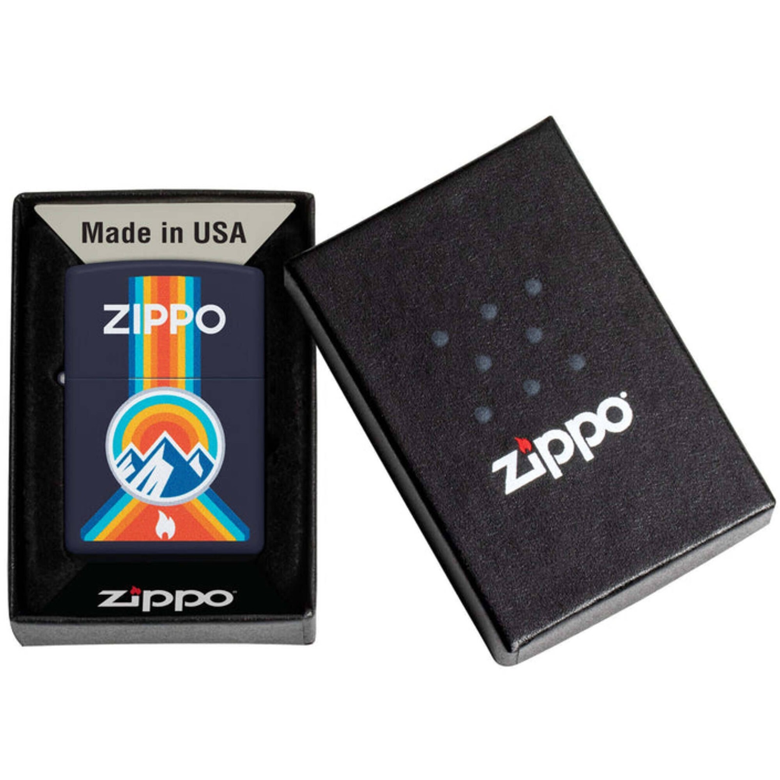 Zippo Windproof Pocket Lighter Mountain Outdoor Logo Matte Navy Metal 48639
