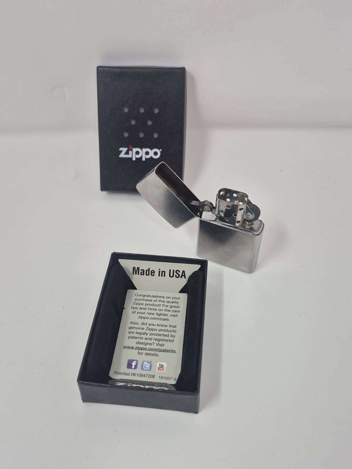 ZIPPO lighter H 13 Chrome Silver Bradford PA. With Box MADE IN U.S.A.