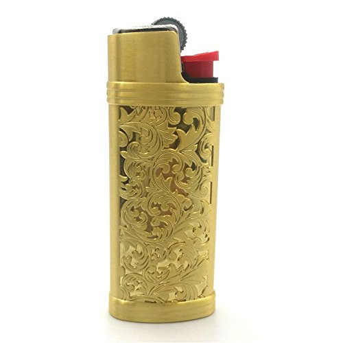 Gold Color Vintage Metal Lighter Case Cover Holder for Mini BIC Lighter J5