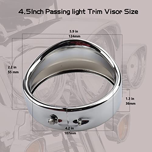 7 Inch Harley Chrome Visor Style Headlamp Trim Rings, 4.5 Inch 7inch+4.5inch