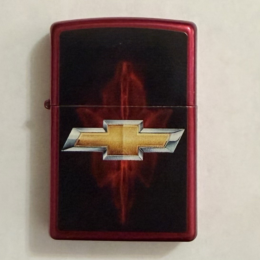 CHEVY BOWTIE ZIPPO Candy Apple Red/Black Refillable Windproof Lighter Chevrolet