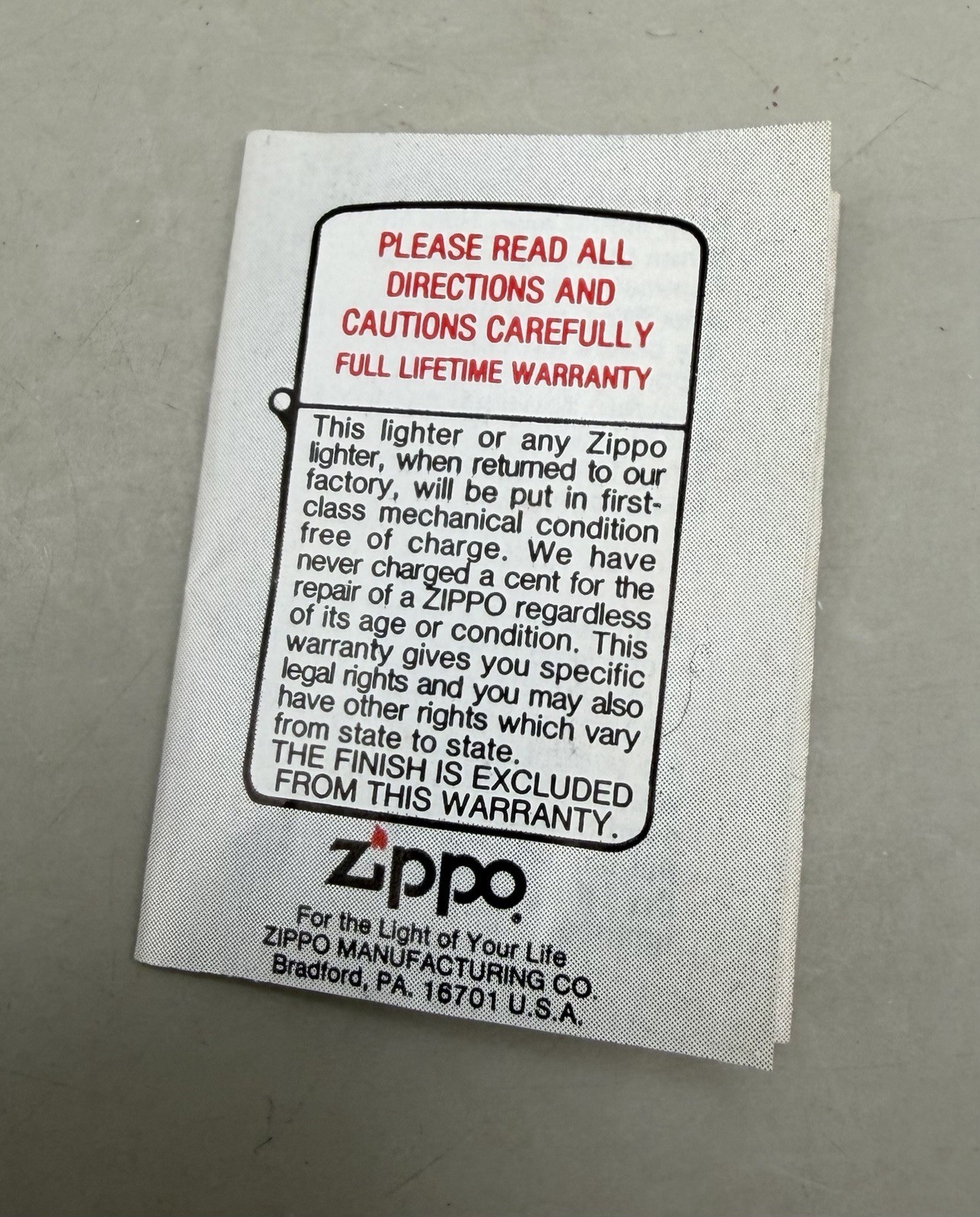 1991 Zippo NRA Unsmoked National Rifle Association Brushed Chrome Lighter & Box