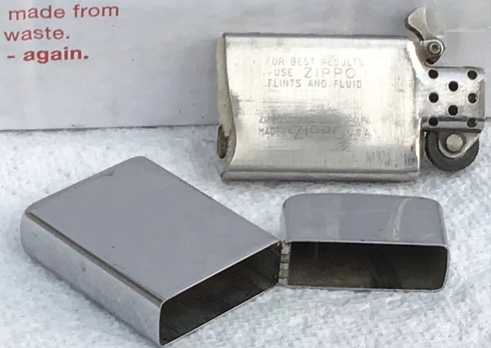 Vintage Silver Plate Zippo Lighter Bradford, PA Made In USA 2 1/4 x 1 1/8