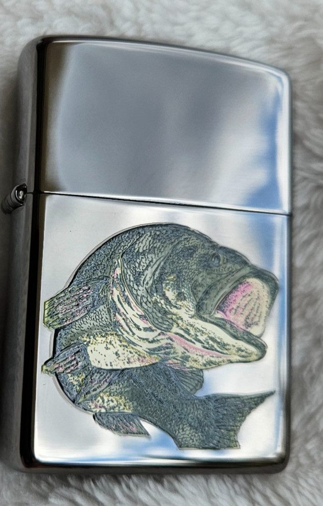 Zippo Lighter 2003 Zippo Outdoor Series: FISH, Black Ice, New in Box