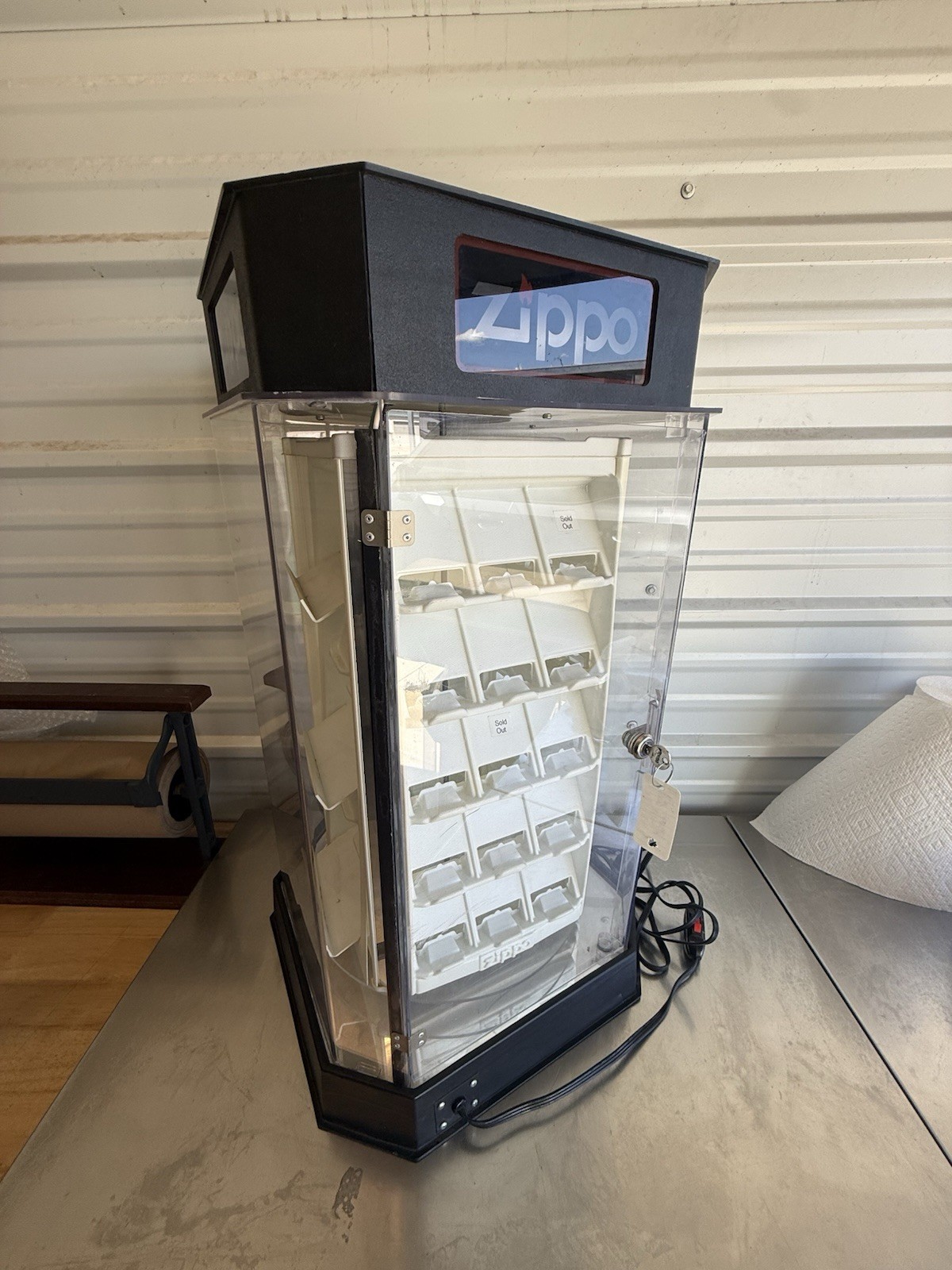 Zippo Lighter Store Advertising Rotating Light Up Display Case Working 27in Tall
