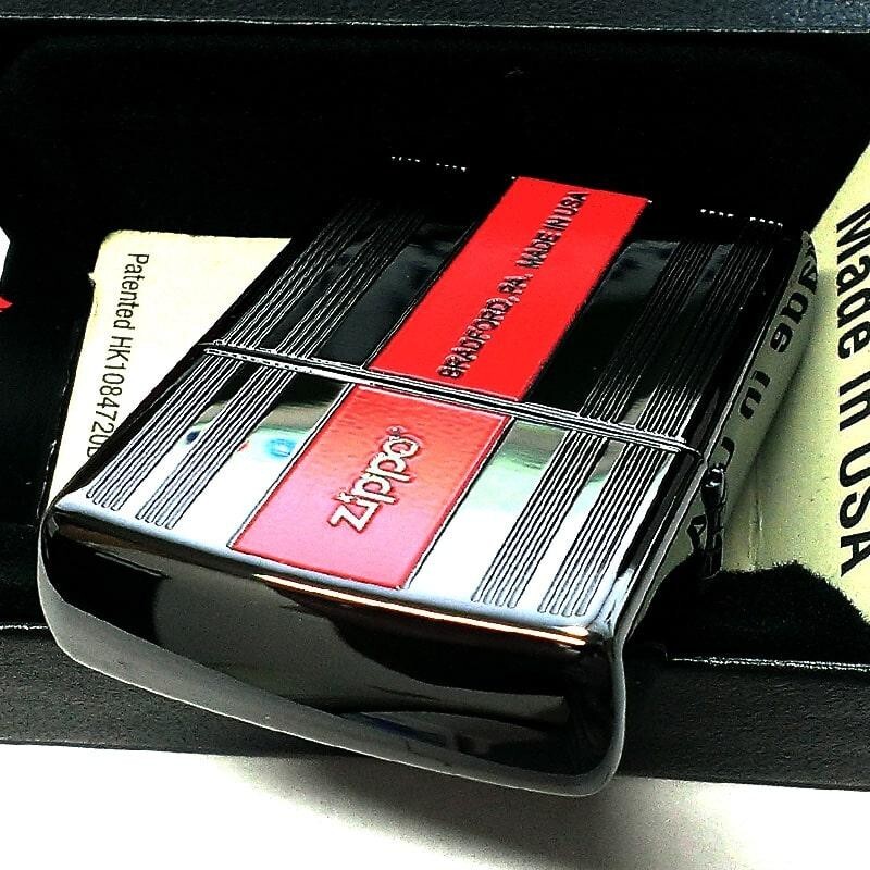 Zippo Luxury Line Black Red Etching Engraving Single Sided Processing Lighter