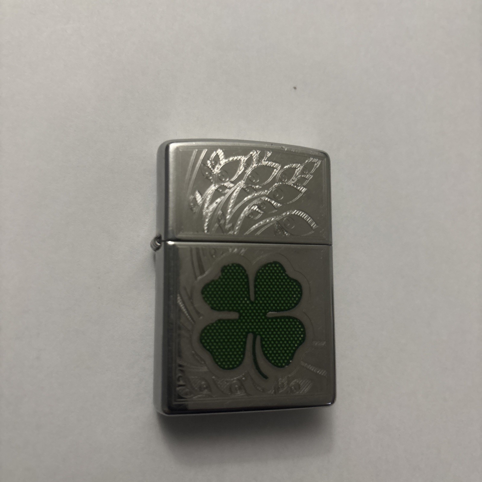 Zippo Windproof 4 Leaf Clover Lighter, Green Shamrock, 24699,