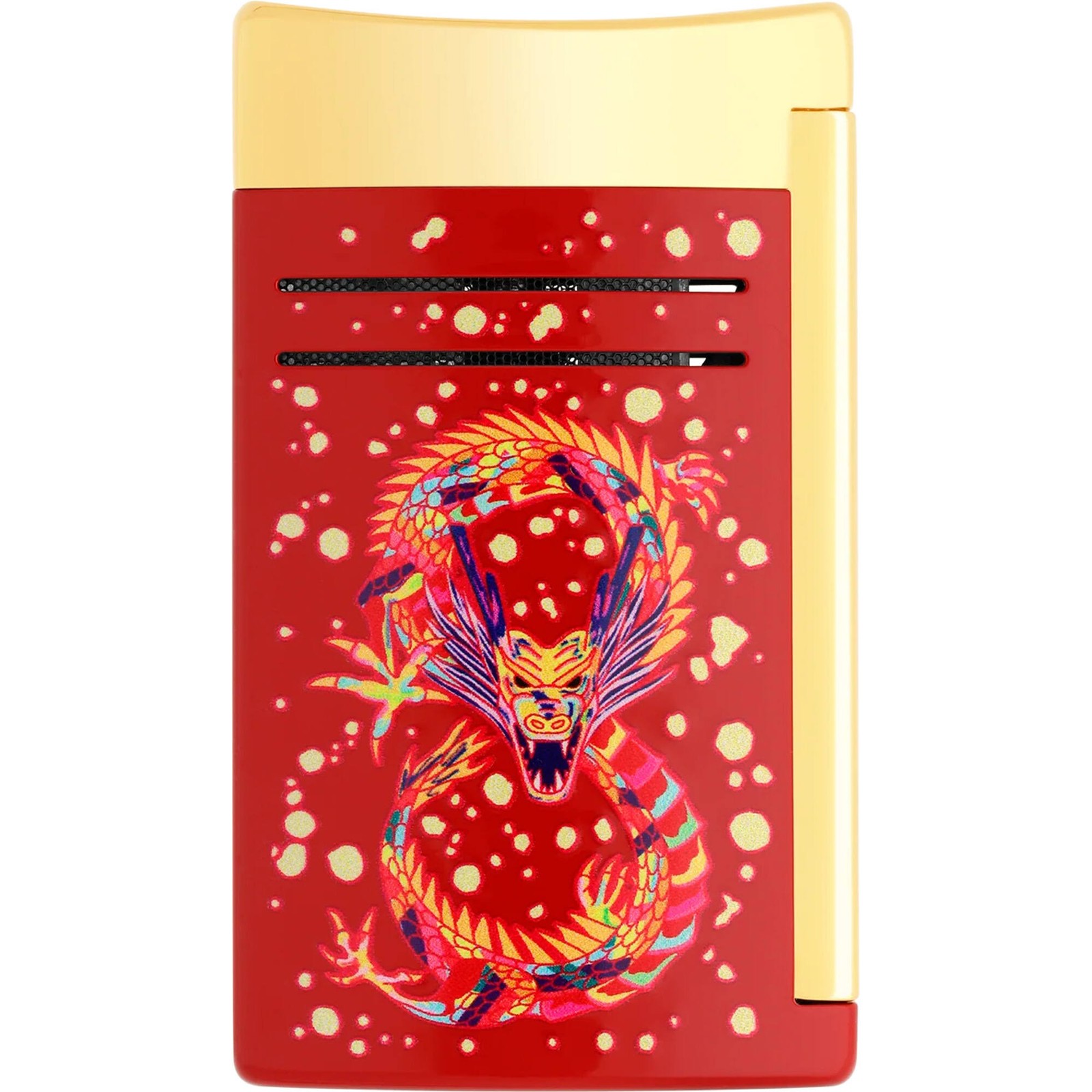 S.T. Dupont Lighter Maxijet Burgundy Lacquer Finish and Dragon Decoration 20176
