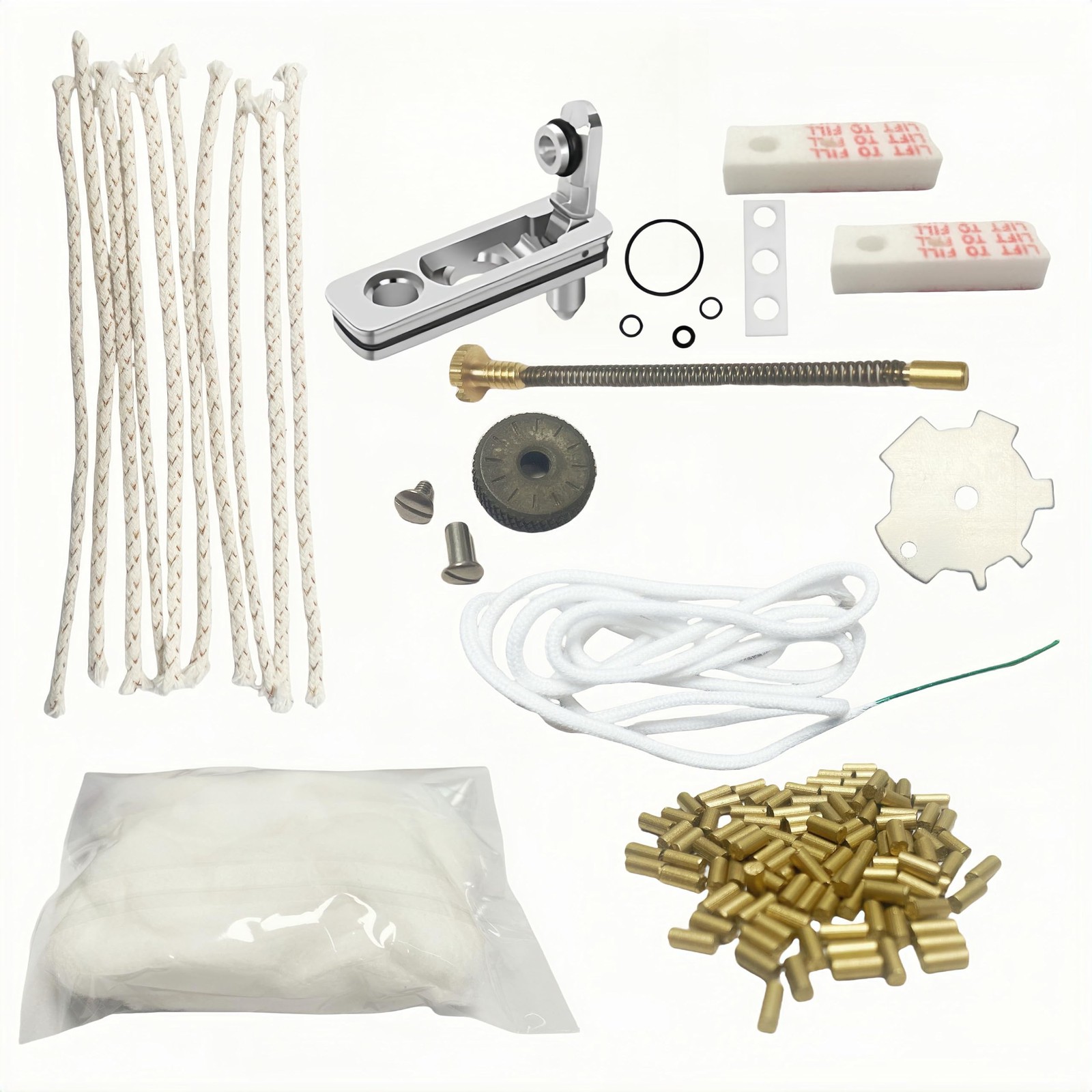 WASYDY Lighter Repair Kit,Flint Wick Set Compatible with Gold Silvery White