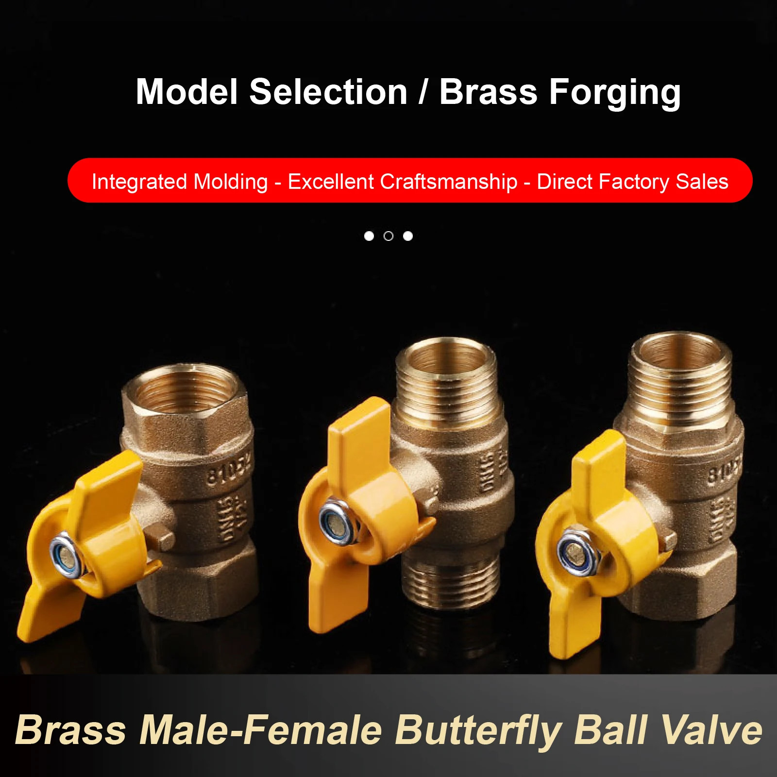 1/4 3/8 1/2 3/4 Inch Brass Ball Valve Female/Male Thread with Butterfly Handle f