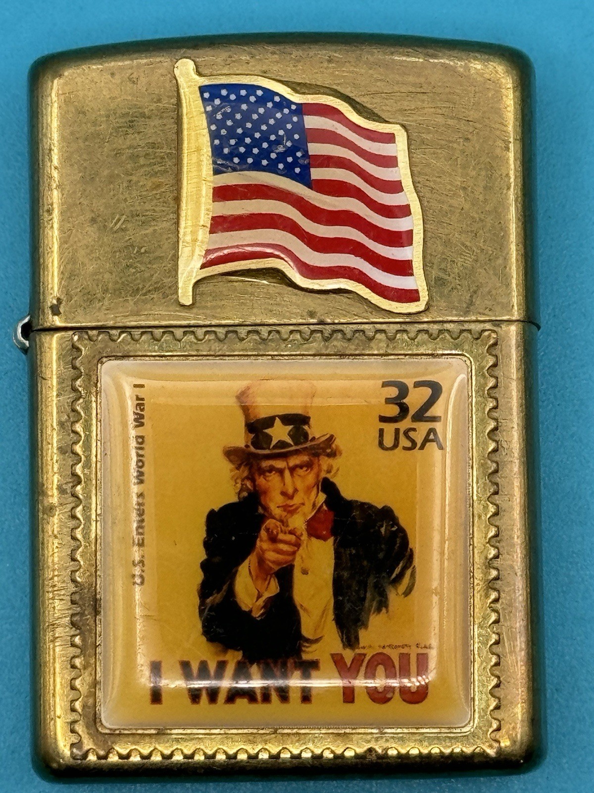 Vintage 2009 I Want You WWI US Flag Brass Zippo Lighter