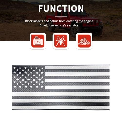 Front Mesh Grill Inserts Compatible with 2018-2026 Jeep 2018+ JL JT Black Flag