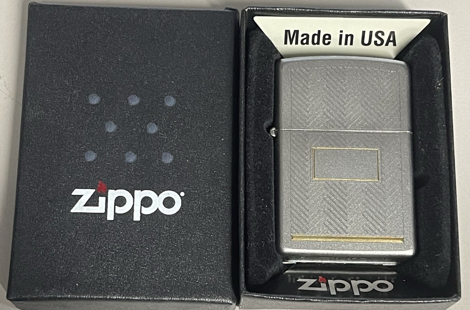 ZIPPO 2012 HERRINGBONE DESIGN SATIN CHROME LIGHTER UNFIRED IN BOX A146