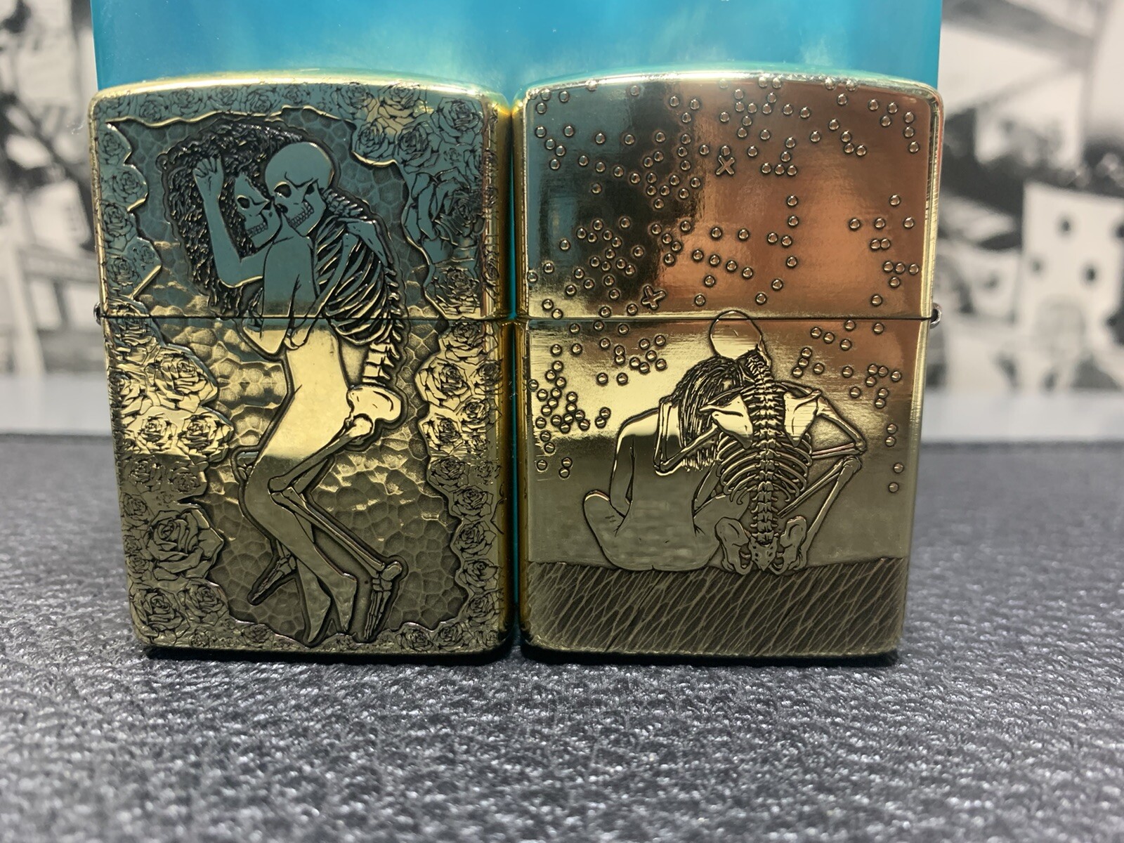 ZIPPO SKULL ETERNAL lOVE 2-SIDE ARMOR BRASS IN BOX NEW