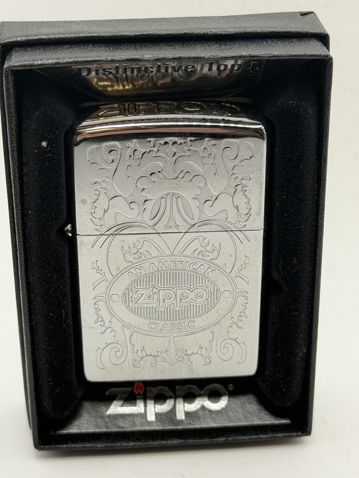 Vintage 2014 American Classic Filigree High Polish Chrome Zippo Lighter New B33