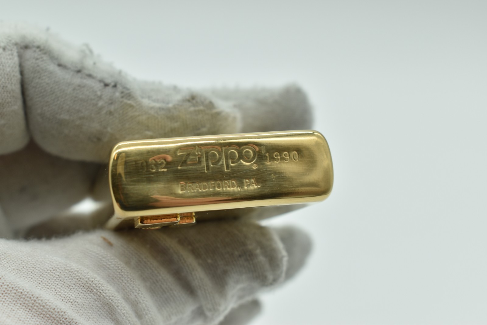 Zippo – SOLID BRASS LIGHTER LOGO, 1990, NEW, Never Fired, Niagara Falls Insert