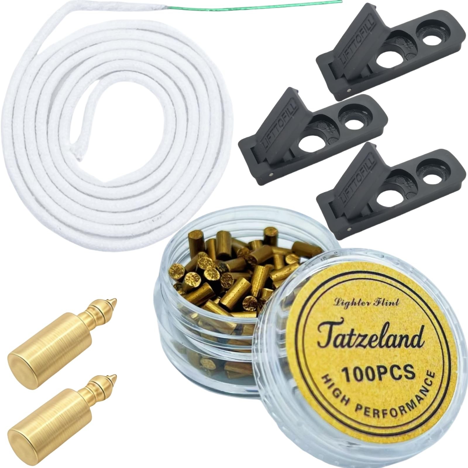 Lighter Flints and Wick Set – Inculdes (100Pcs 100pcs Gold Flints+