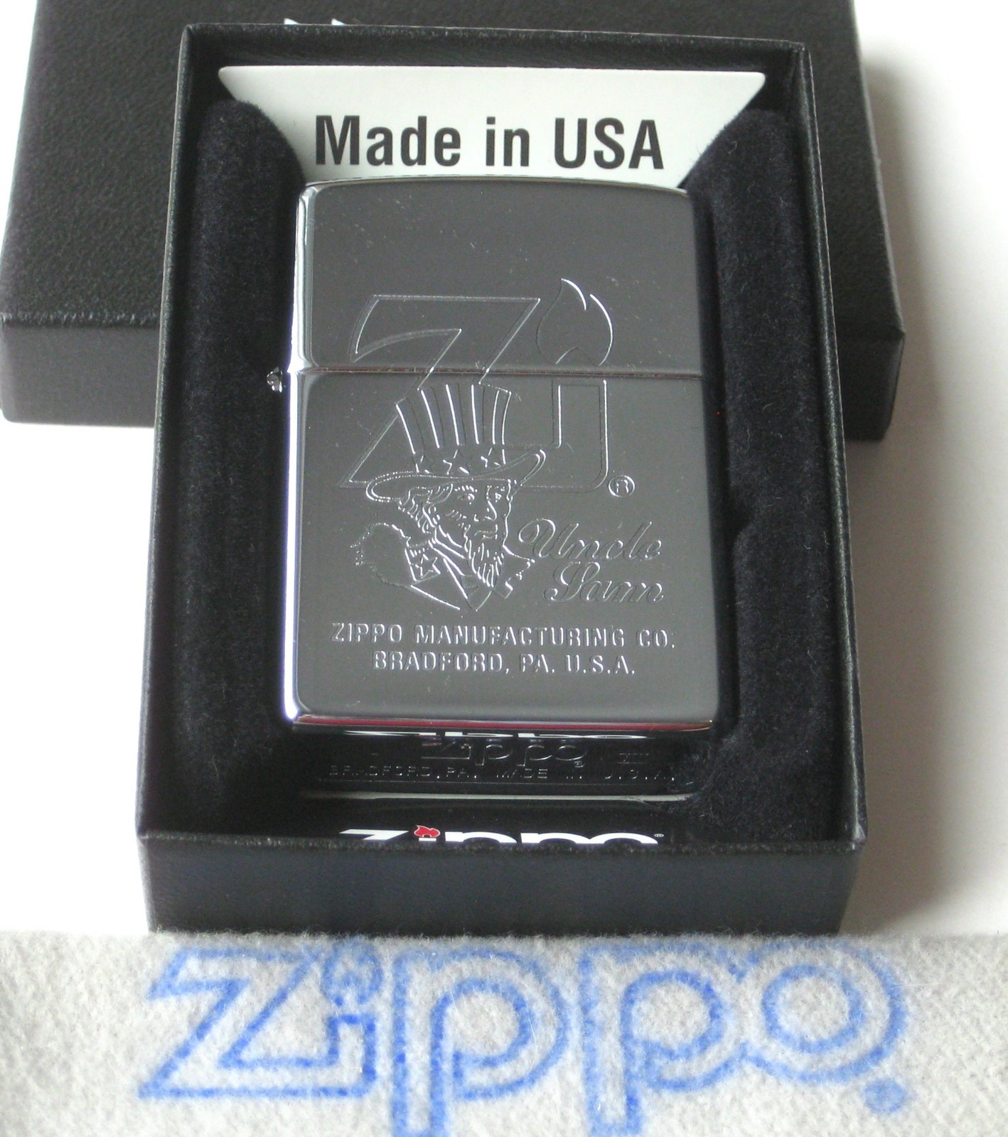 Zi PREVIOUSLY COLLECTED Not Used UNCLE SAM ZIPPO Pocket Lighter POLISHED CHROME