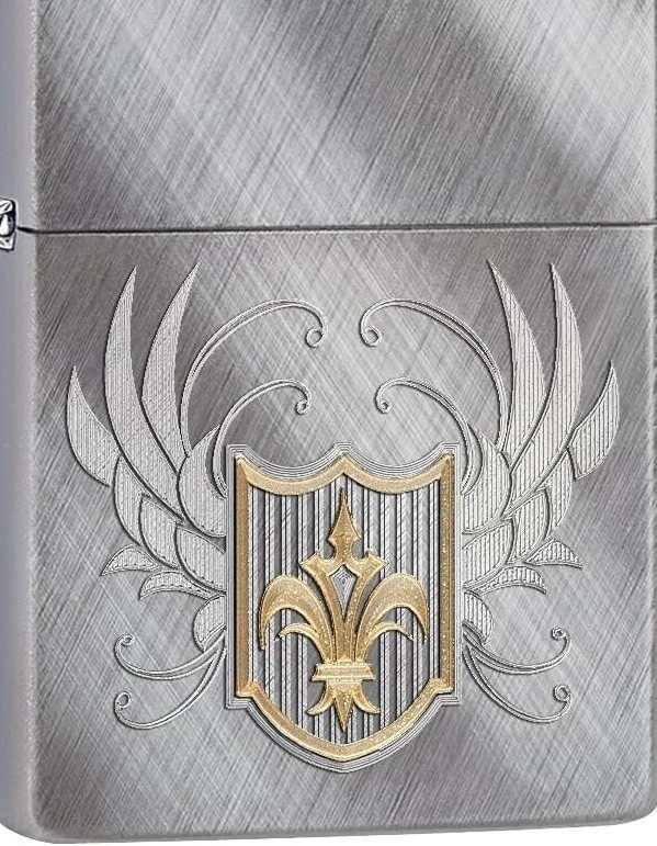 Zippo 28852 Diagonal Weave Chrome Finish Fleur De Lis New In Box February 2015