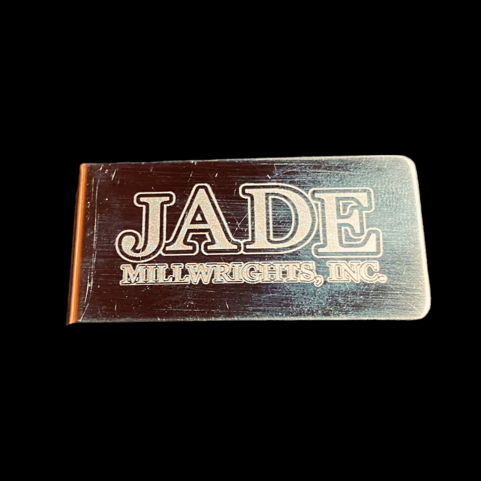 Zippo Money Clip Mens Millwrights INC. Advertisement Promo JADE 2” Silver Tone