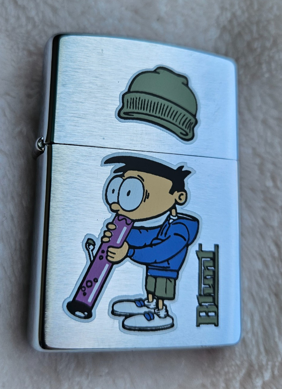 Zippo Lighter 1998 Blunt Clothing Company, Teen In Beanie Hat Smoking Bong, New