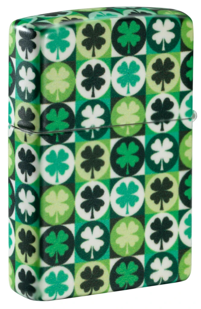 Zippo 46015, 4 Leaf Clover 2-Sided Design 540 Process Lighter, Glow in Dark