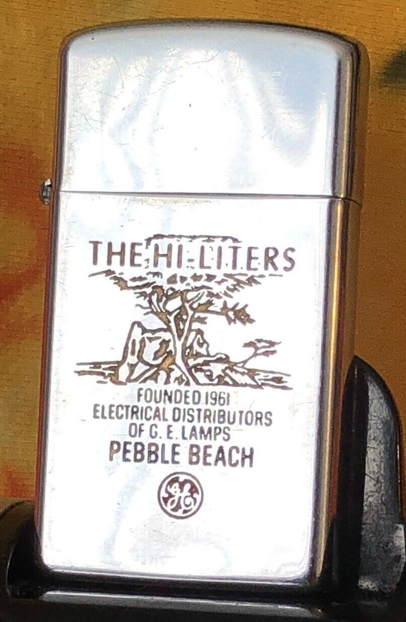 ZIPPO GENERAL ELECTRIC LAMPS PEBBLE BEACH SLIM LIGHTER