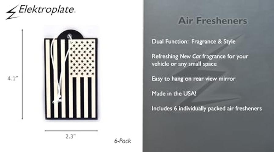 Inverted Black and White American Flag Automotive Air 6 Count (Pack of 1)