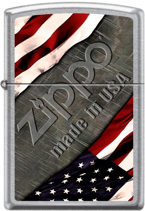 Zippo U.S.A. Metal Flag Set of 2 On Street Chrome Lighter L@@K NEW