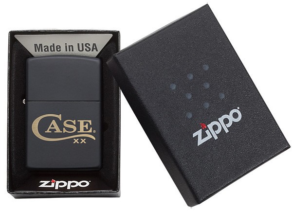 Zippo Lighter – Case XX Gold Logo on Black Matte – 85247