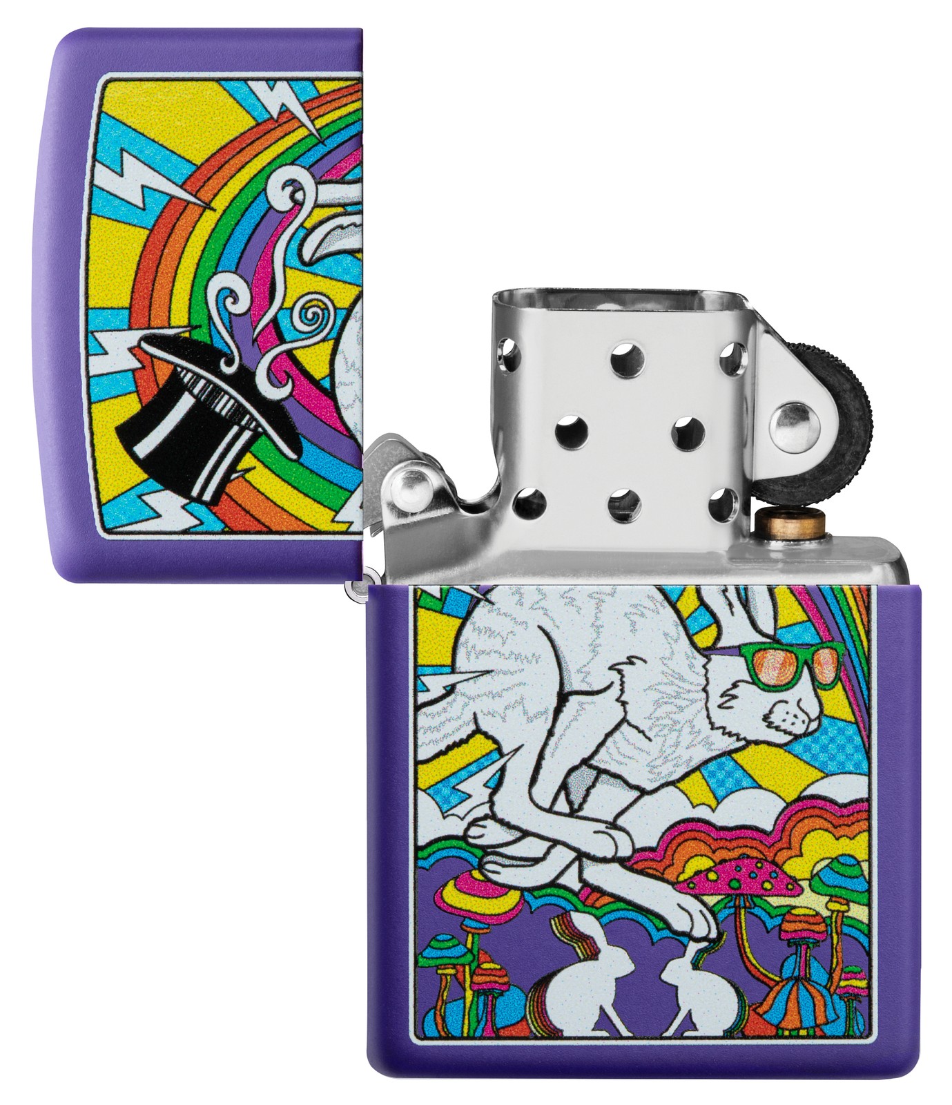 Zippo White Rabbit Design Purple Matte Windproof Lighter, 237-090423