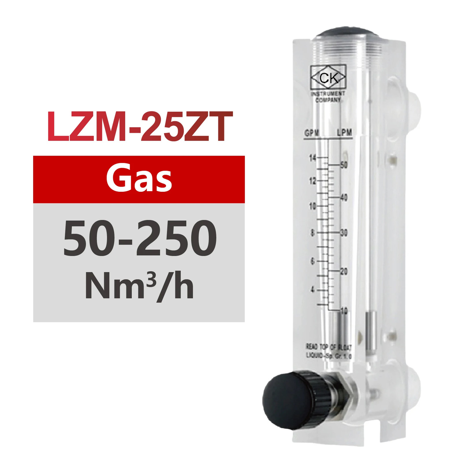 LZM-25ZT Rotameter Acrylic Flow Meter Gas Water Liquid 20-350 Nm3/H Variable Are