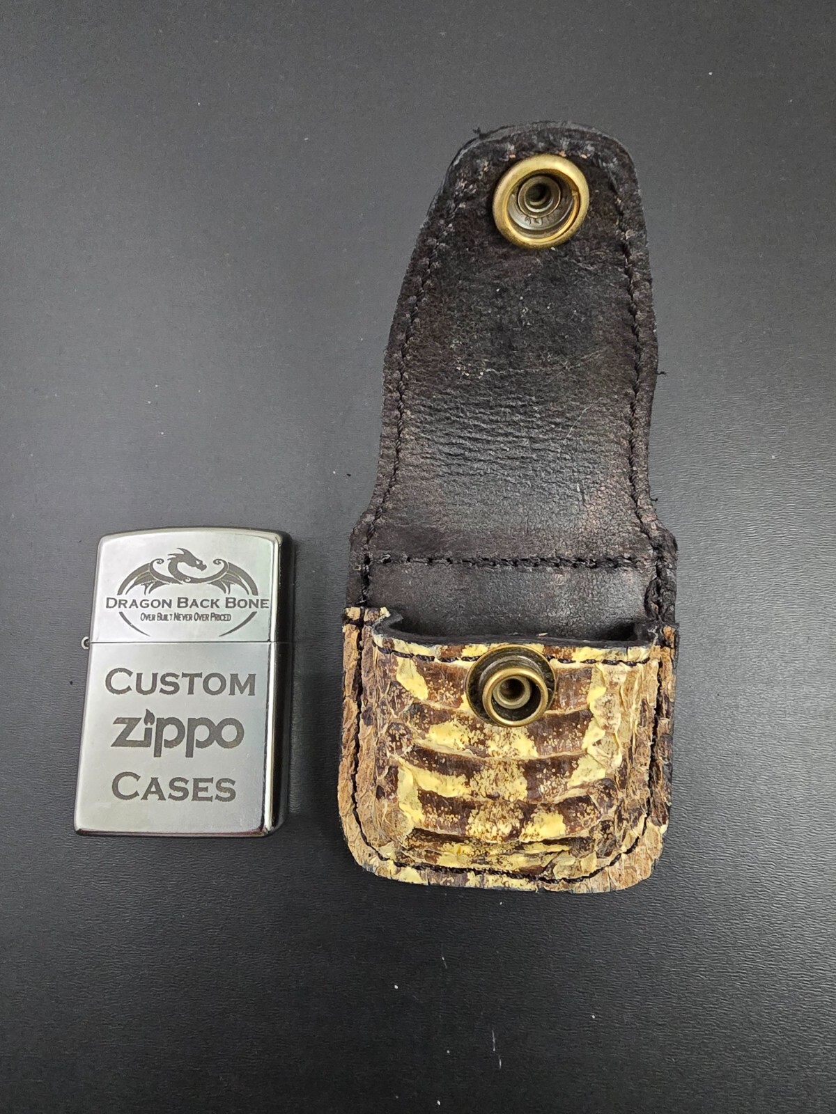 Real Timber rattlesnake skin ZIPPO lighter case Pouch holder natural color new