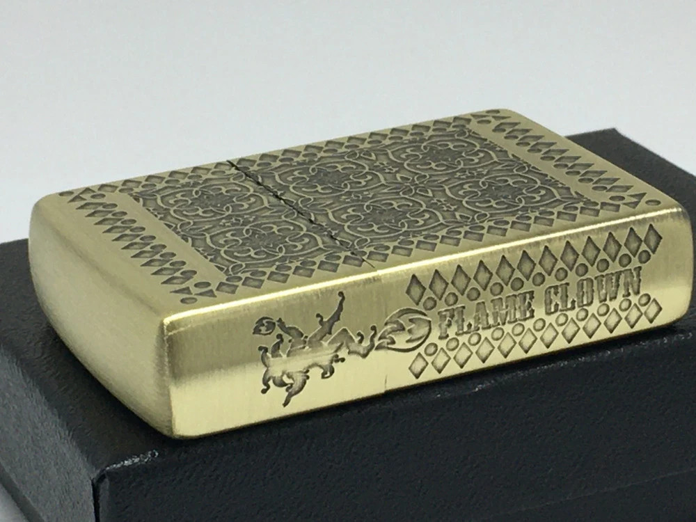 Zippo Lighter Flame Clown 3-sided Processing Brass Ibushi Gold Regular Japan New