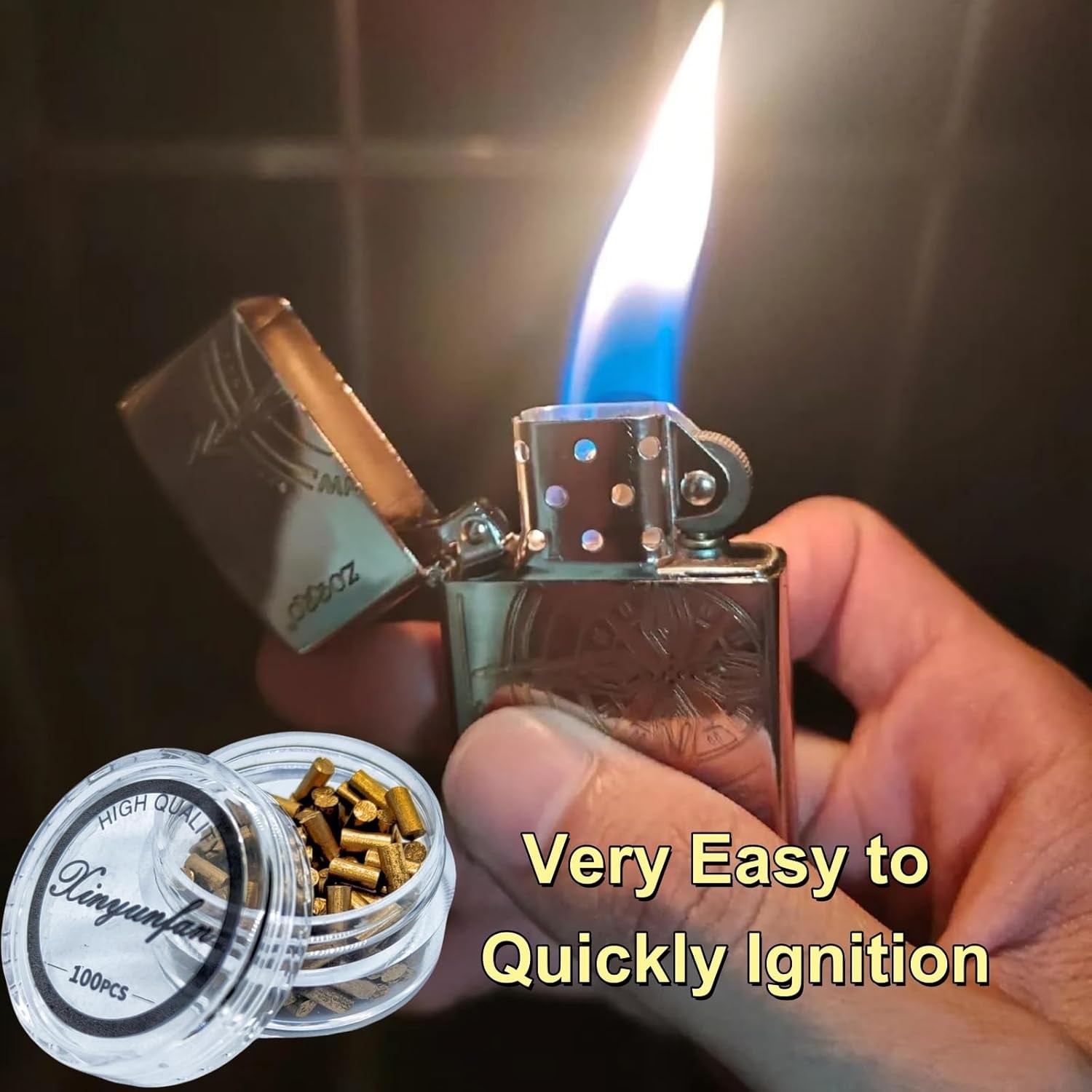 100PCS Lighter Flints Replacement for Zippo &Clipper Durable Fast-Igniting Spark