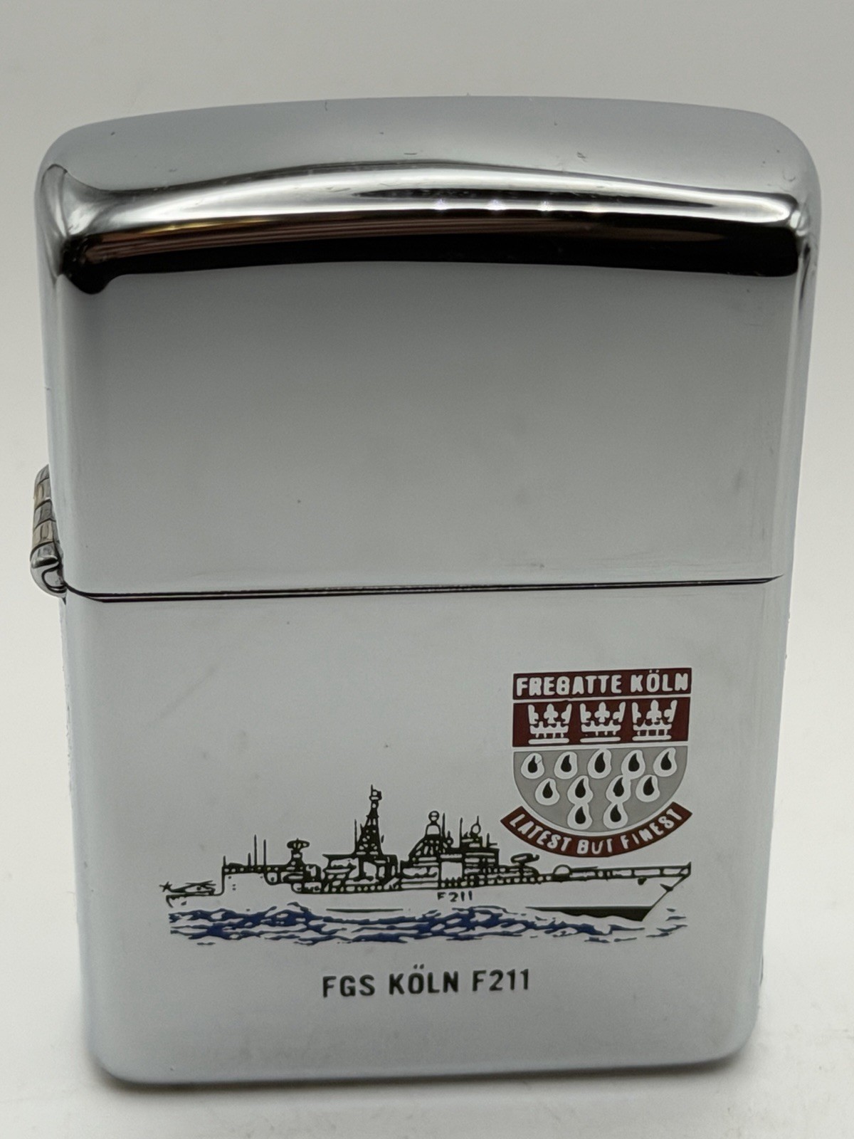 Vintage 1994 German Military Warship FGS Koln F211 Chrome Zippo Lighter New B28