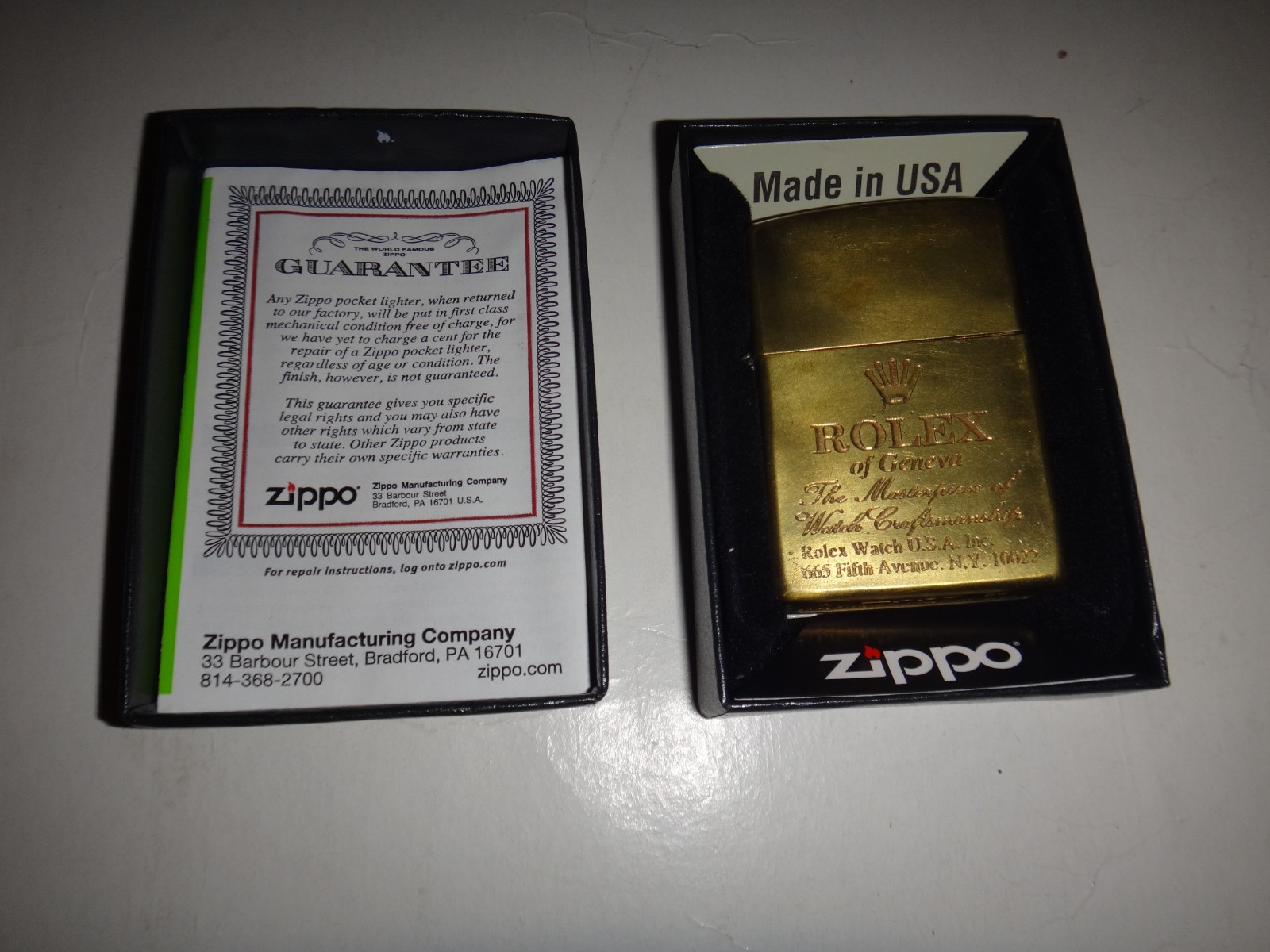 Year 2024 Brass Zippo Lighter ROLEX Geneva MASTERPIECE WATCH CRAFTSMANSHIP Logo