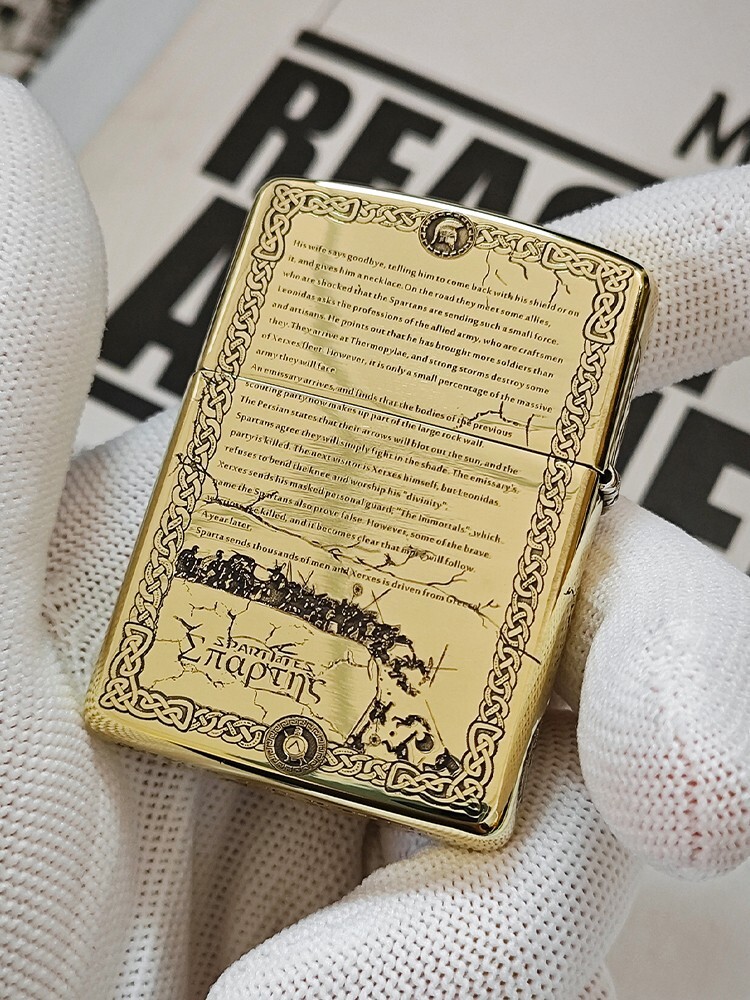 Spartan Warrior Zippo Lighter Brass Armor Engraved Windproof Collectible Gift