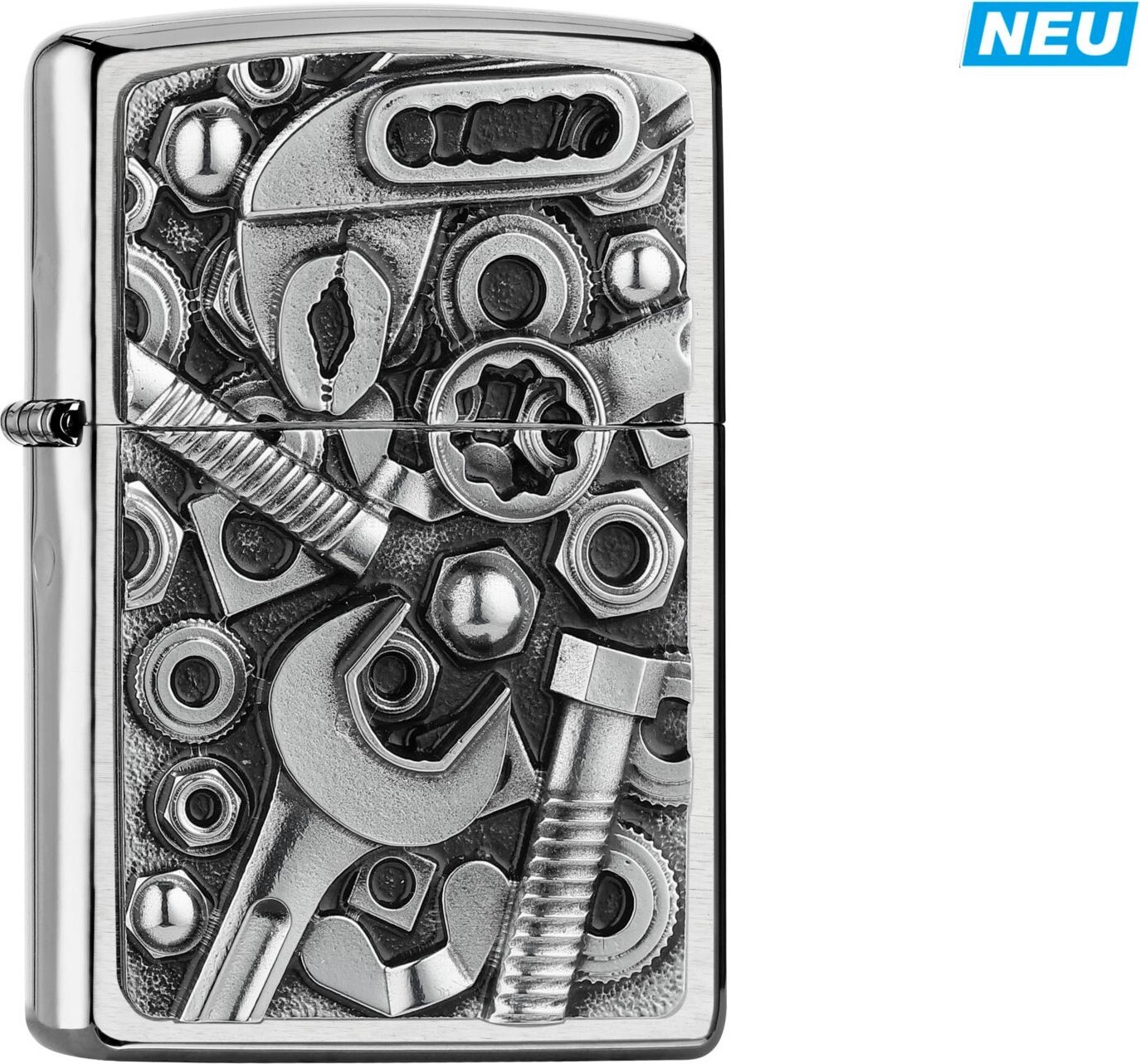 ZIPPO „SCREWS AND TOOLS“ CHROME BRUSH LIGHTER **NEW IN BOX** 2007674