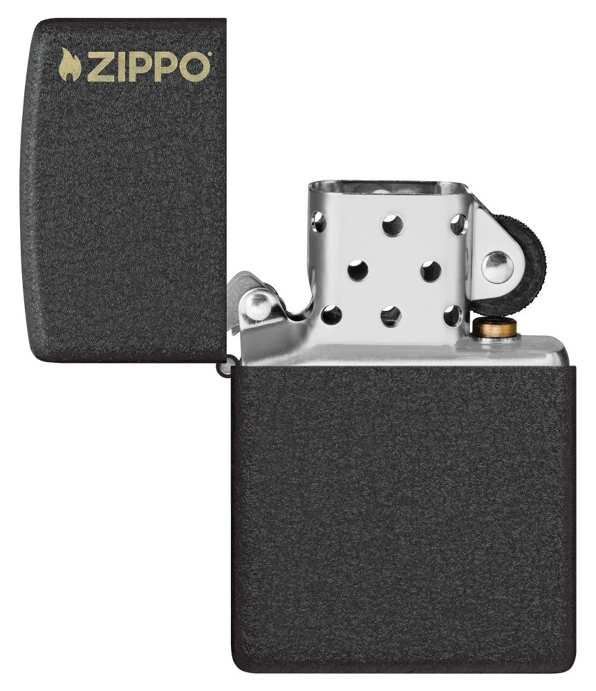 Zippo Classic Black Crackle® Zippo Logo Windproof Pocket Lighter, 236ZL