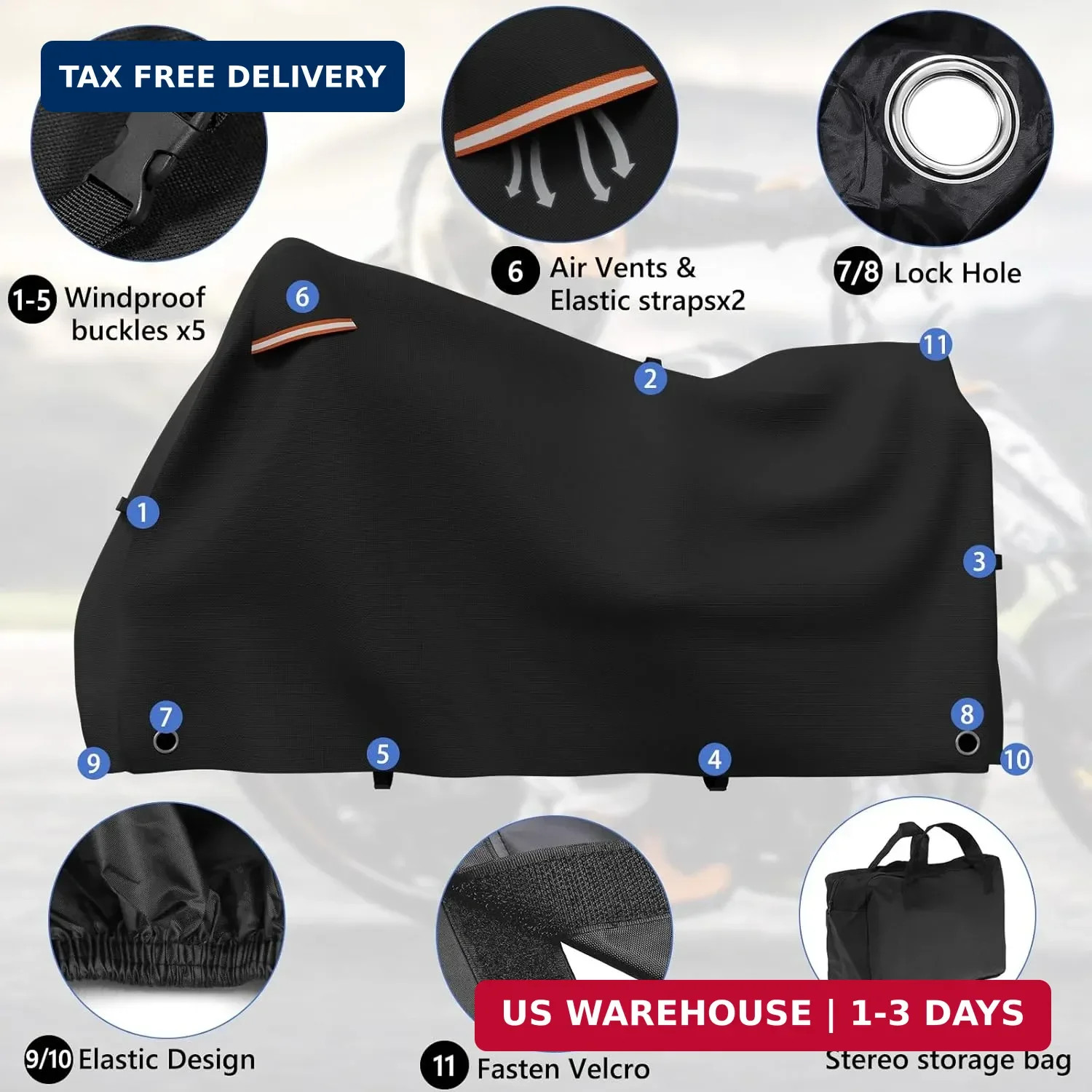 STARTWO Motorcycle Covers with Side Box Waterproof Outdoor for Harley Davidson T