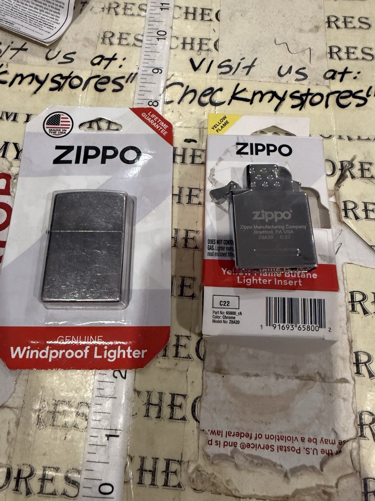 Zippo WPL Chrome Lighter & Zippo Yellow Flame Butane Insert Regular, Made USA