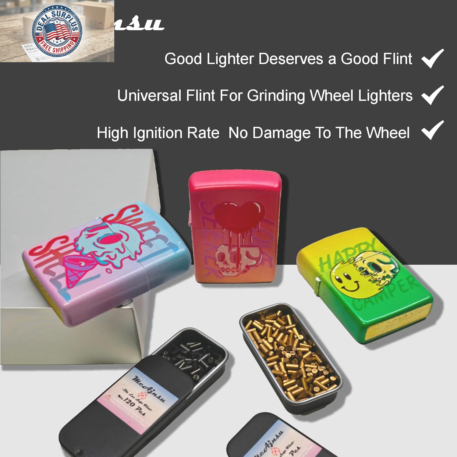 120Pcs Premium Lighter Flints | Universal Refills for Zippo, Clipper & Most Ligh