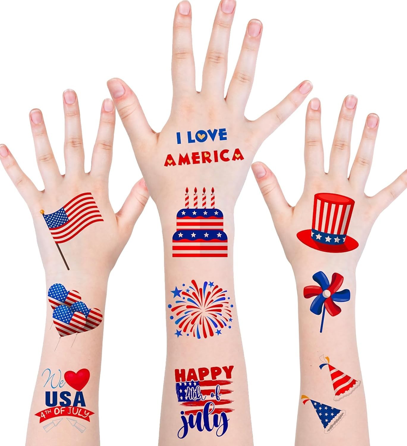 Outfits for Women – Temporary Tattoos, 120 PCS USA Flag Patriotic 4th of July